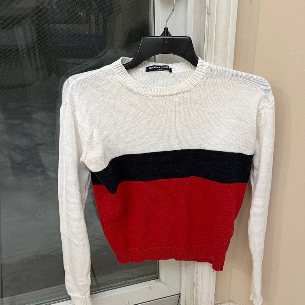 Brandy Melville  Women's Colorblock Sweater - White, Black, Red
